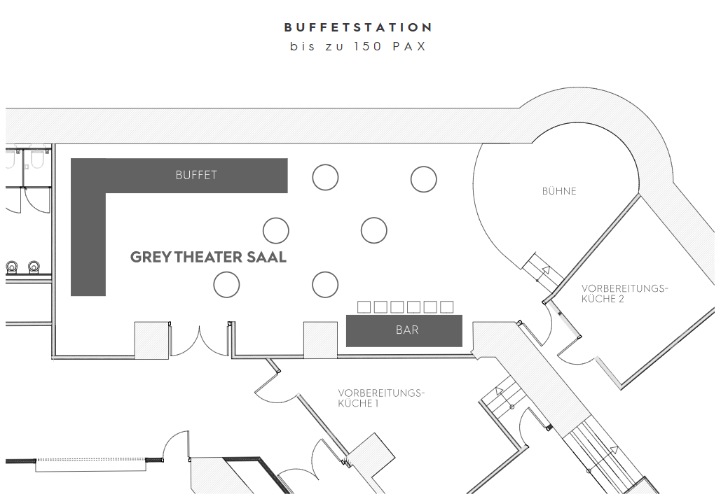 Grey Theater Saal Buffet